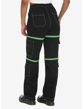 Black & Green Zip-Off Carpenter Pants, , hi-res