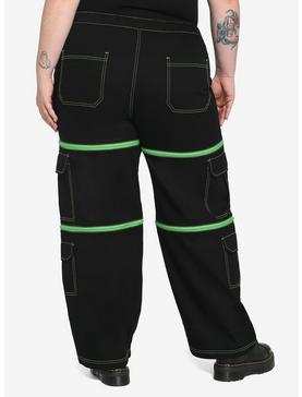 Black & Green Zip-Off Carpenter Pants Plus Size, , hi-res