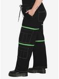 Black & Green Zip-Off Carpenter Pants Plus Size, BLACK, alternate