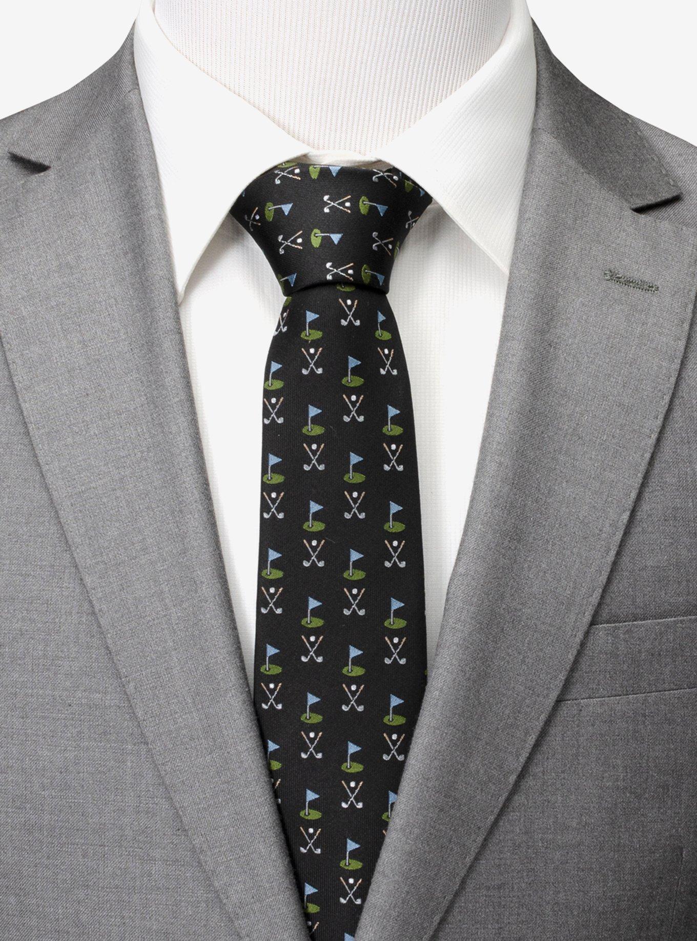 Golf Course Black Silk Men's Tie, , hi-res