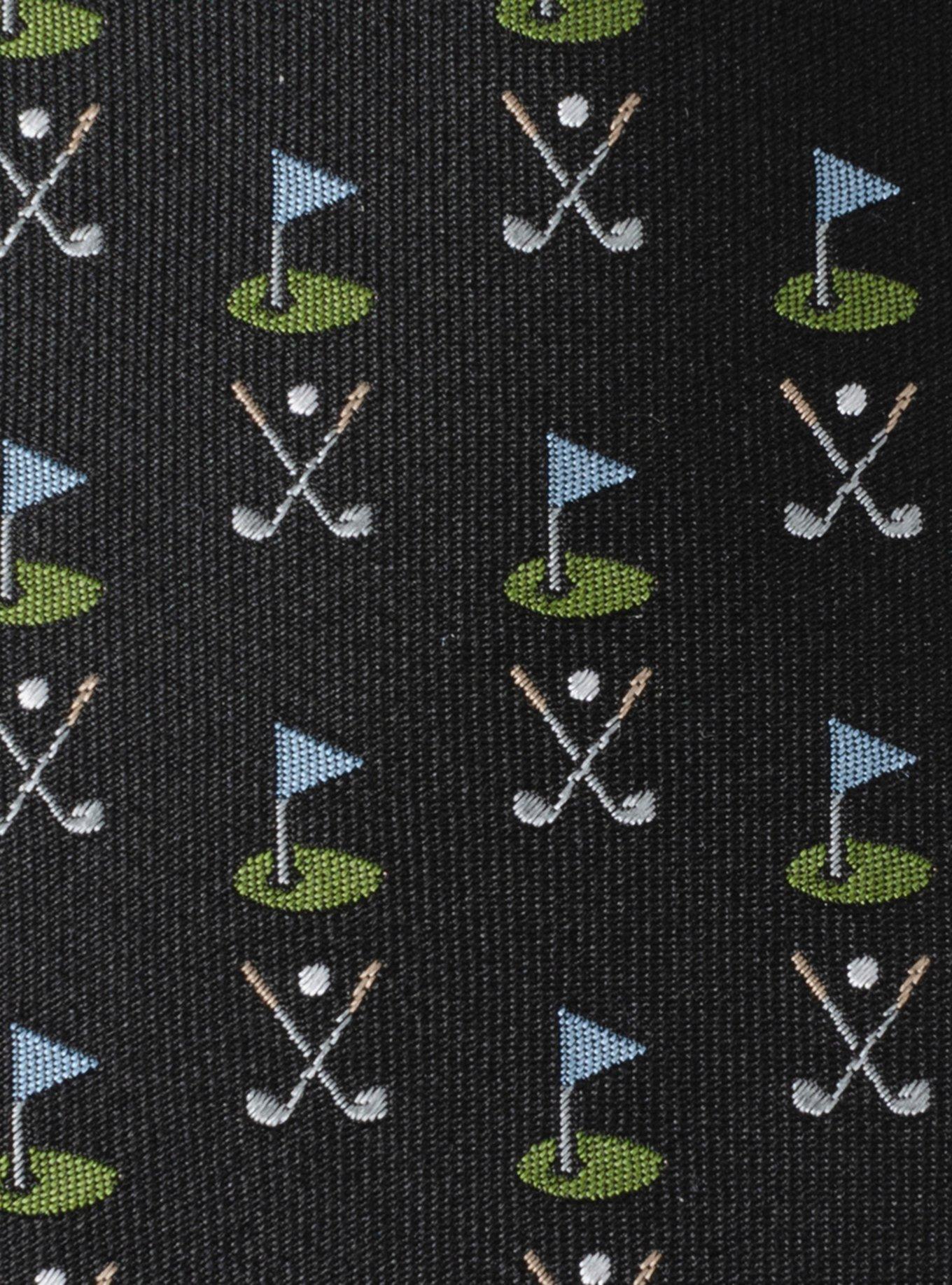 Golf Course Black Silk Men's Tie, , alternate