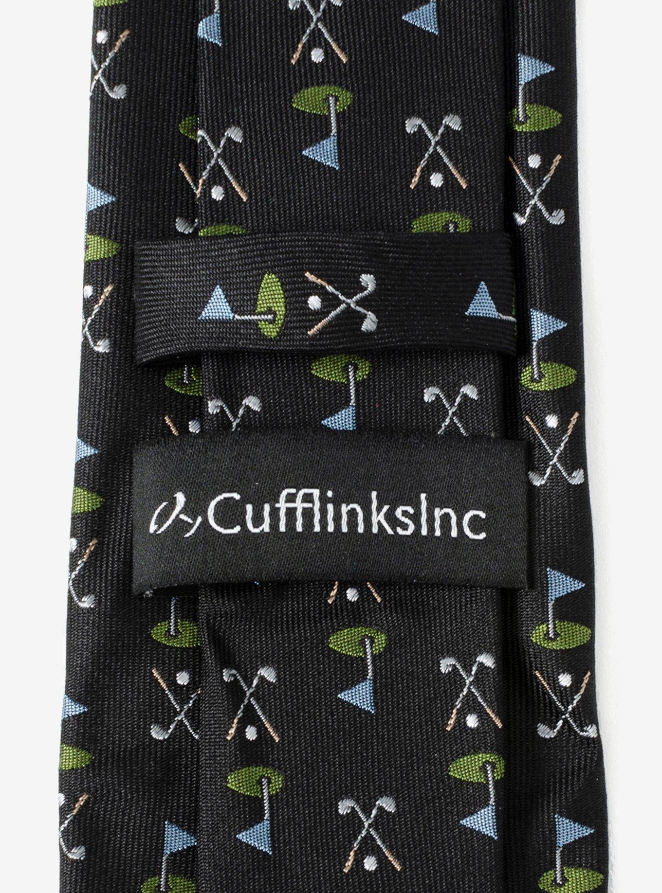 Golf Course Black Silk Men's Tie, , alternate