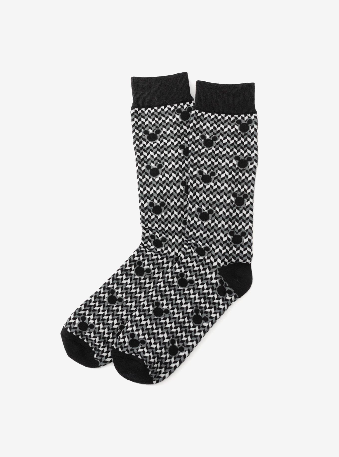 Disney  Mickey Mouse Silhouette Chevron Black Men's Socks, , alternate