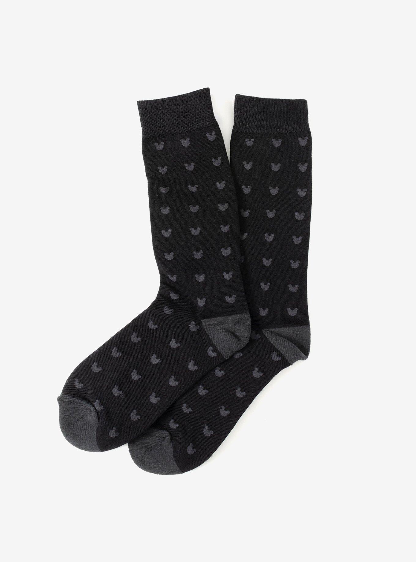 Disney  Mickey Mouse Silhouette Motif Black Men's Socks, , alternate