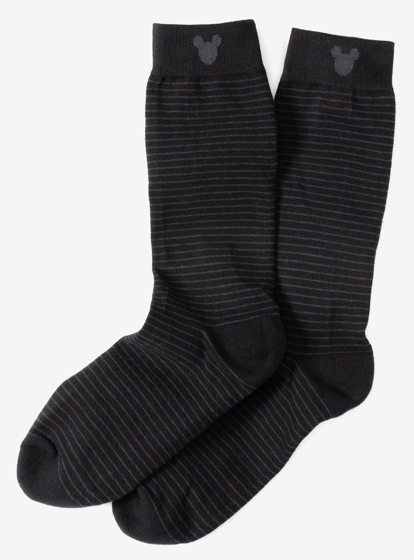 Disney  Mickey Mouse Silhouette Stripe Black Men's Socks, , alternate