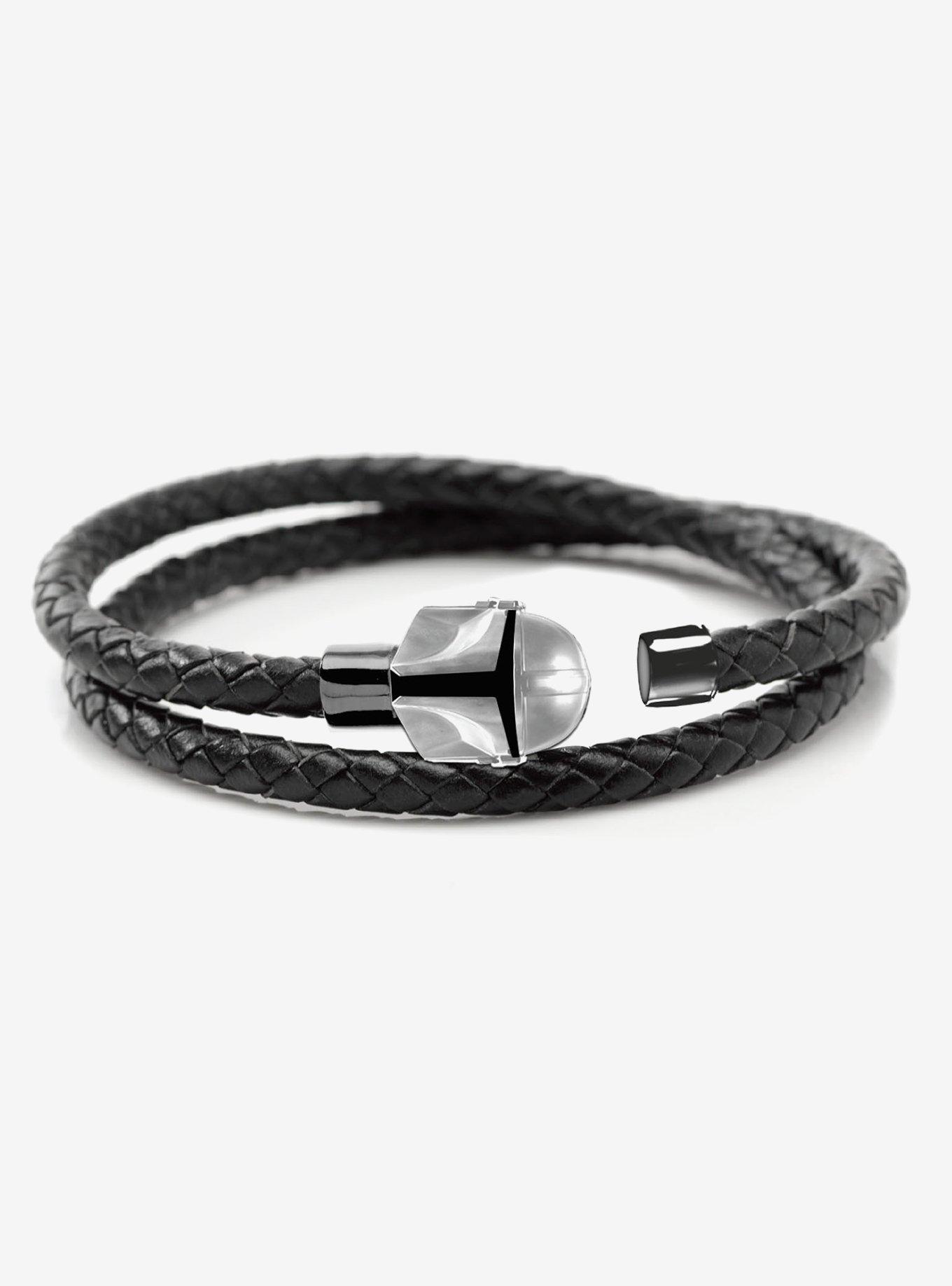 Star Wars The Mandalorian Helmet Double Wrap Stainless Steel Bracelet, , alternate