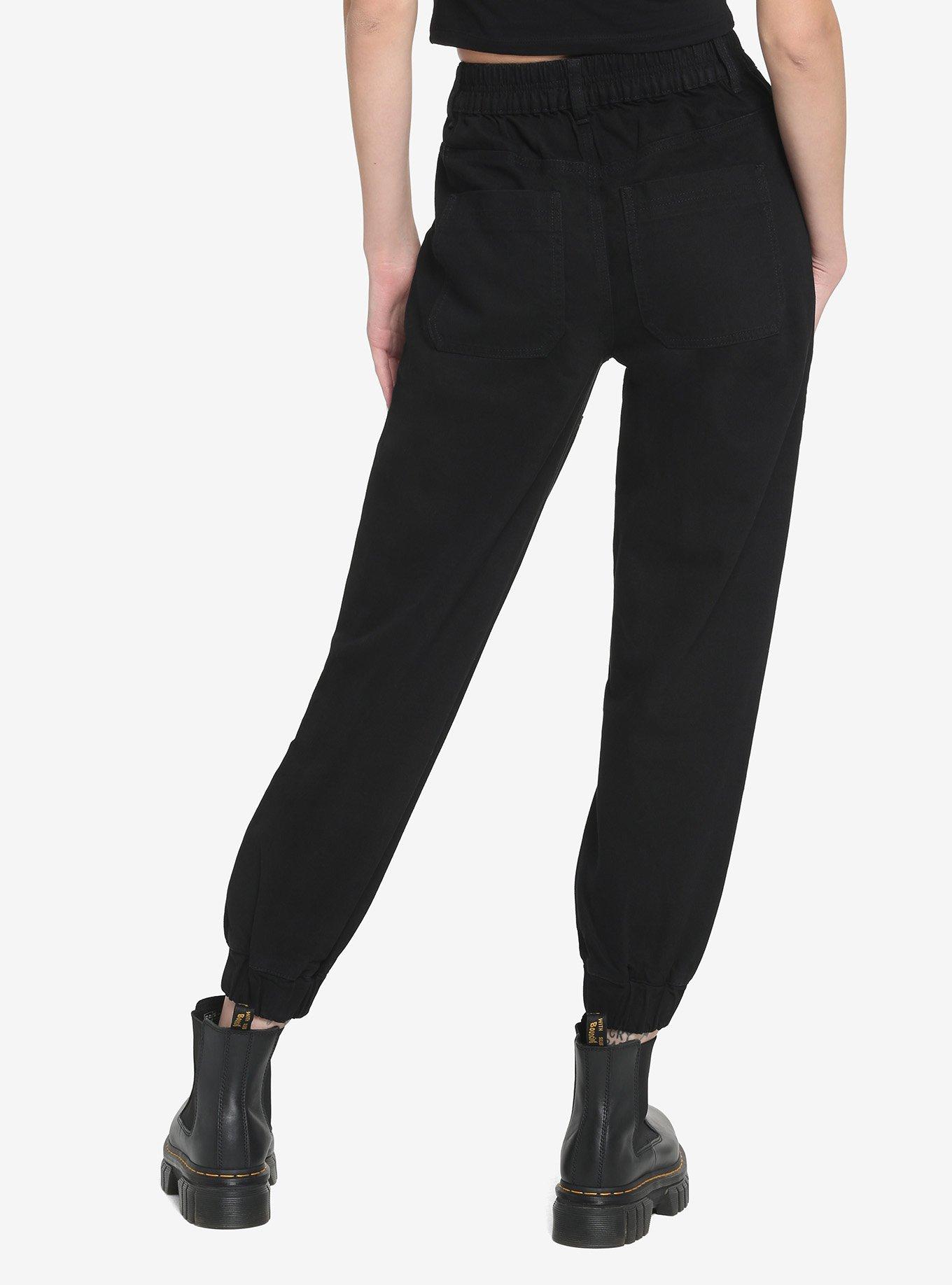 Black Denim Jogger Pants, BLACK, alternate