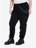 Black Side Chain Cargo Jogger Pants Plus Size, BLACK, alternate