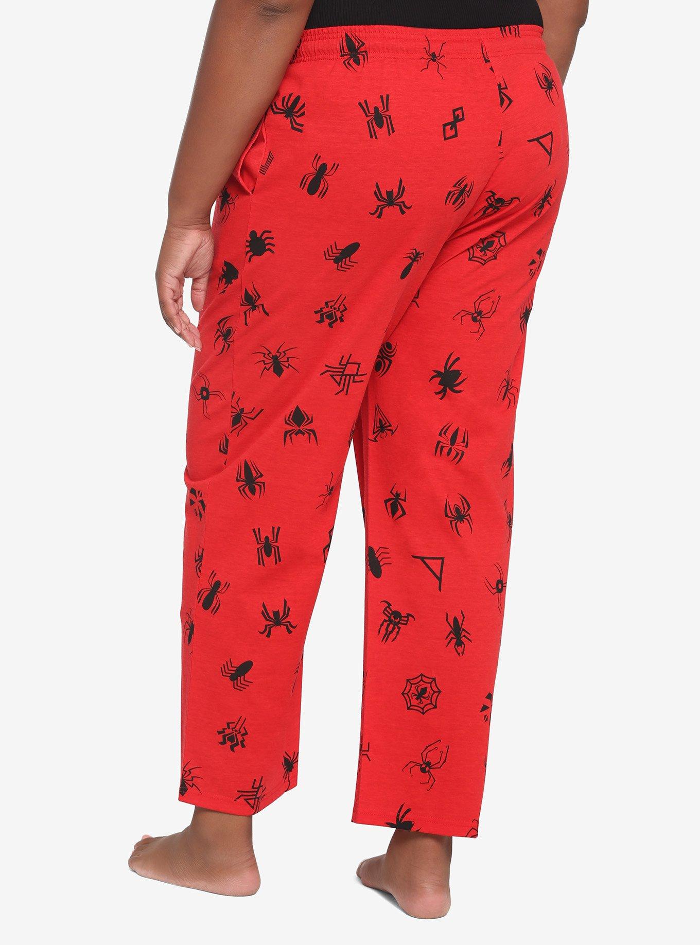 Marvel Spider-Man Logos Pajama Pants Plus Size, BLACK, alternate