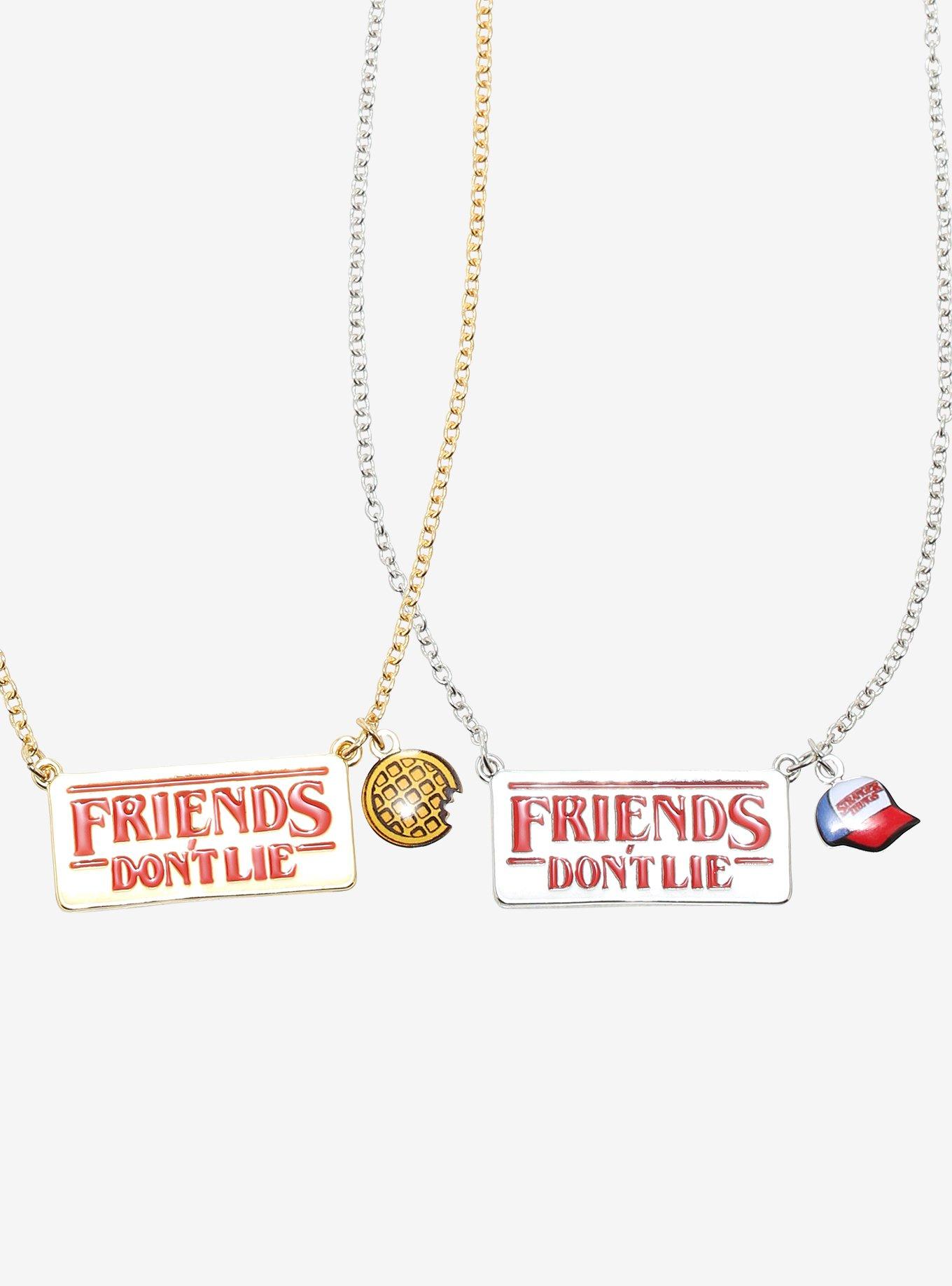 Stranger Things Friends Don't Lie Nameplate Best Friend Necklace Set, , alternate