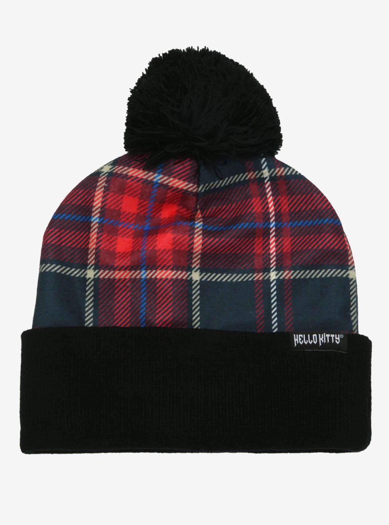 Hello Kitty Punk Plaid Pom Beanie, , alternate