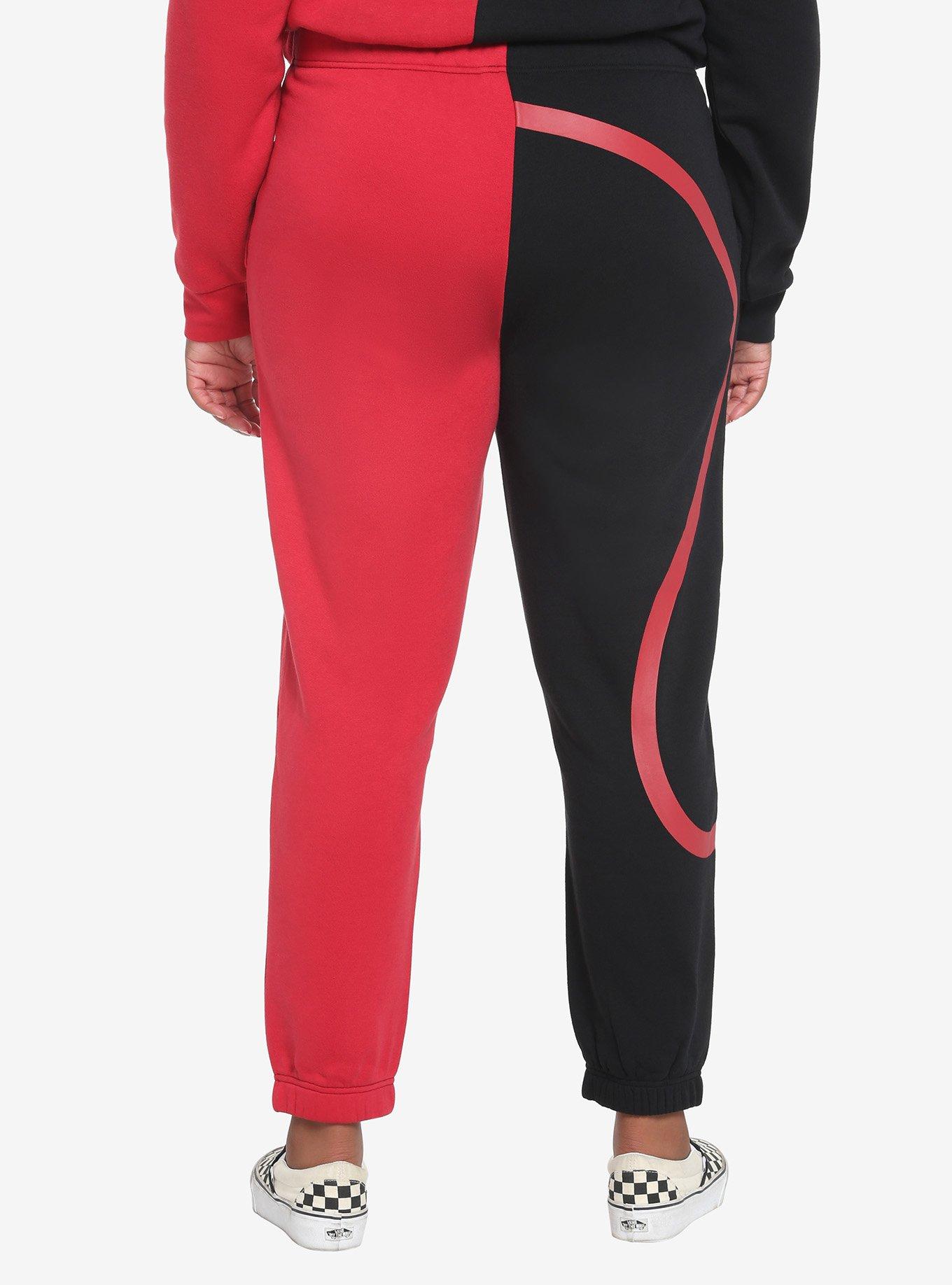 Red & Black Devil Tail Split Girls Sweatpants Plus Size, RED, alternate