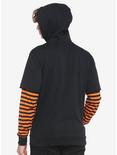Orange & Black Stripe Twofer Hoodie, ORANGE, alternate