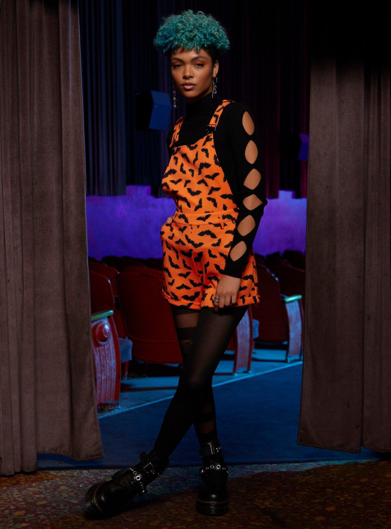 Orange & Black Bat Shortalls, ORANGE, alternate