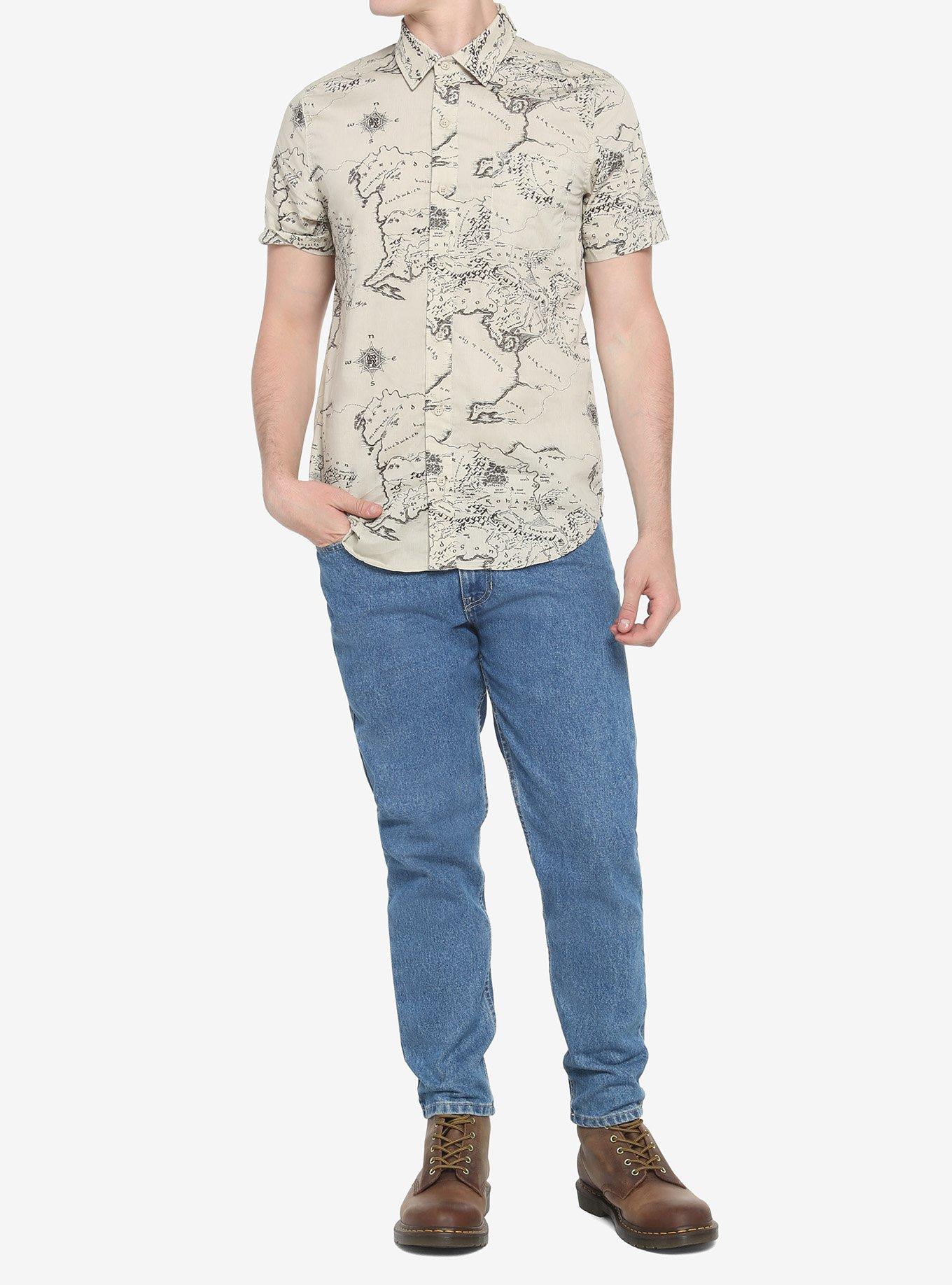 The Lord Of The Rings Middle-Earth Map Woven Button-Up, , alternate