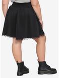 Black Lace-Up Skater Skirt Plus Size, BLACK, alternate