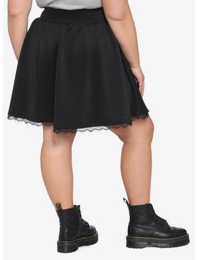 Black Lace-Up Skater Skirt Plus Size, , hi-res