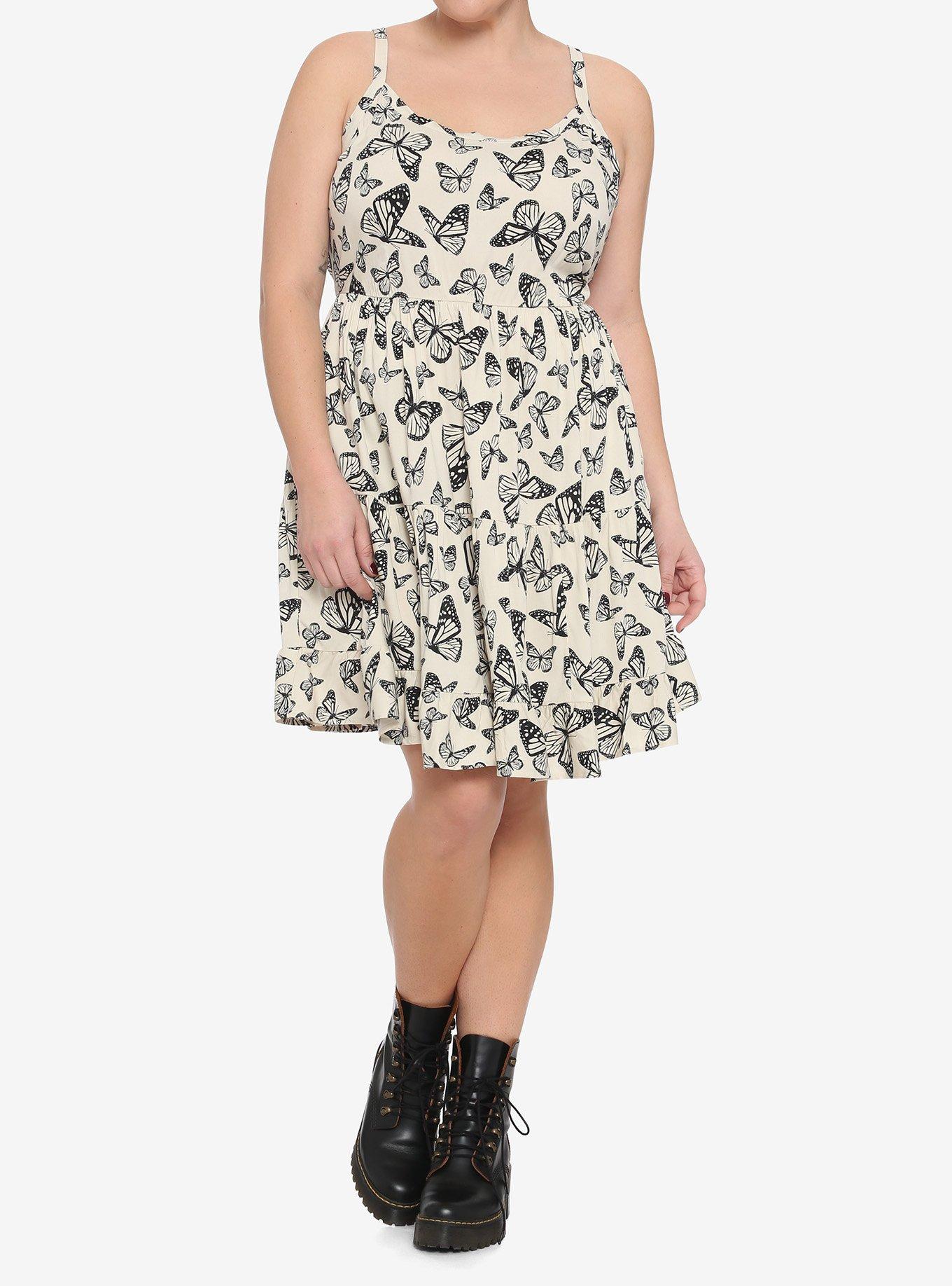 Ivory Butterfly Tiered Dress Plus Size, IVORY, alternate