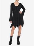 Black Lace-Up Hanky Hem Dress, BLACK, alternate