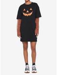 Orange & Black Stripe Pumpkin Twofer T-Shirt Dress, BLACK, alternate