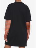 Orange & Black Stripe Pumpkin Twofer T-Shirt Dress, BLACK, alternate