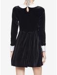 Black Velvet Cuffs & Collar Long-Sleeve Dress, BLACK, alternate
