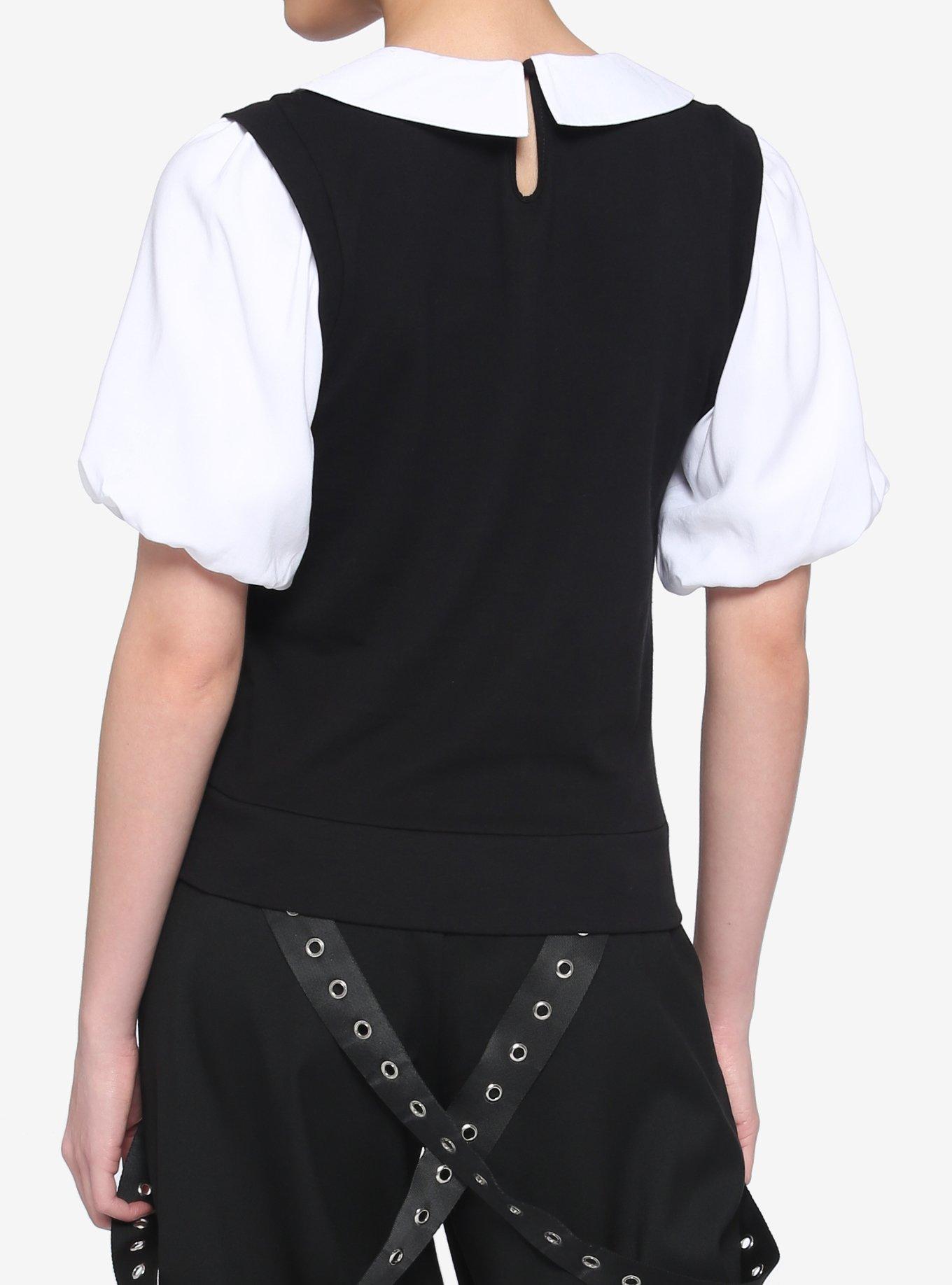 Black & White Collar Girls Twofer Top, MULTI, alternate