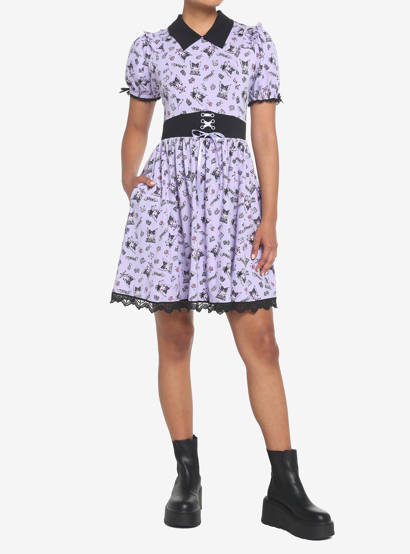 Kuromi Crystal Ball Lolita Lace Dress, BLACK  PURPLE, alternate