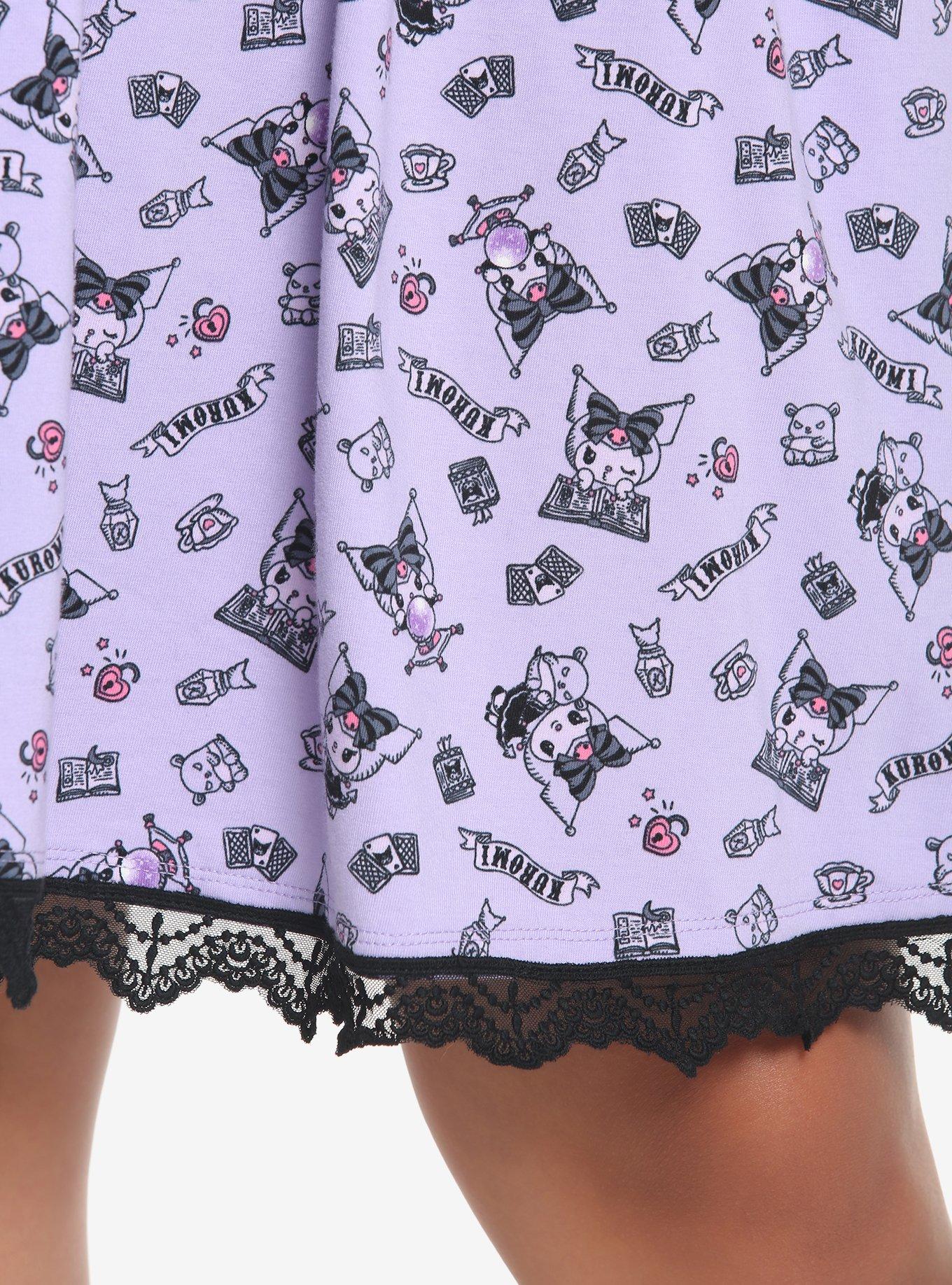 Kuromi Crystal Ball Lolita Lace Dress Plus Size, BLACK  PURPLE, alternate
