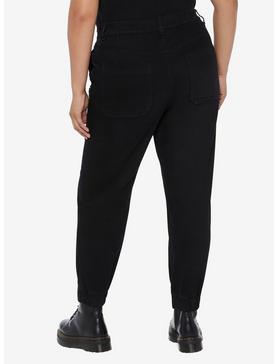 Black Denim Jogger Pants Plus Size, , hi-res