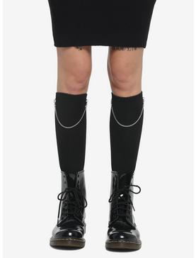 Black Chain Knee-High Socks, , hi-res
