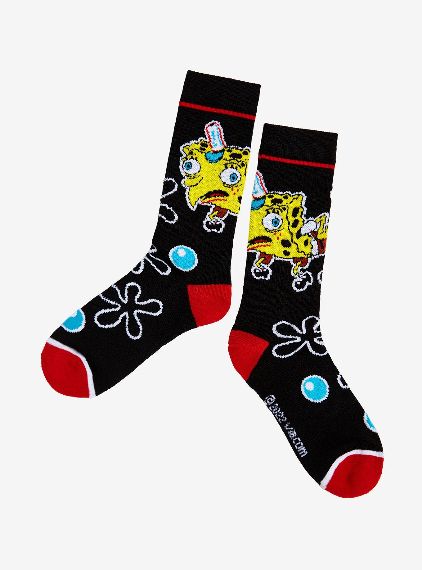 SpongeBob SquarePants Chicken Flowers Crew Socks, , alternate