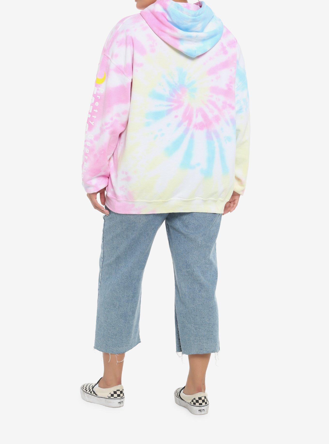 Sailor Moon Group Symbols Pastel Tie-Dye Girls Hoodie Plus Size, MULTI, alternate