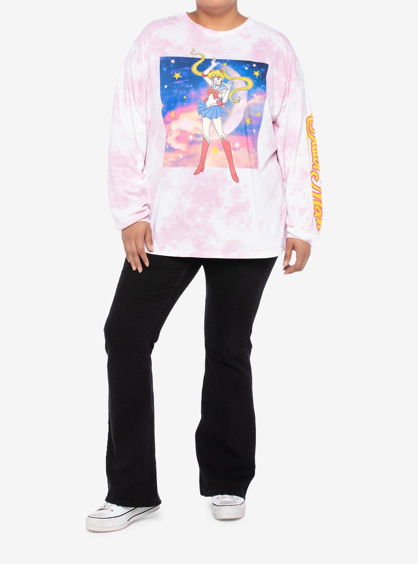 Sailor Moon Galaxy Pink Tie-Dye Long-Sleeve Girls T-Shirt Plus Size, , hi-res