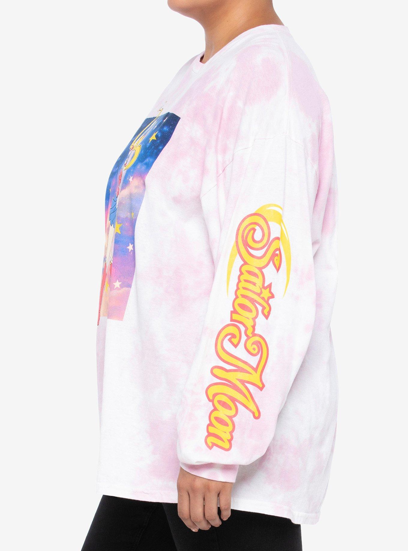 Sailor Moon Galaxy Pink Tie-Dye Long-Sleeve Girls T-Shirt Plus Size, MULTI, alternate