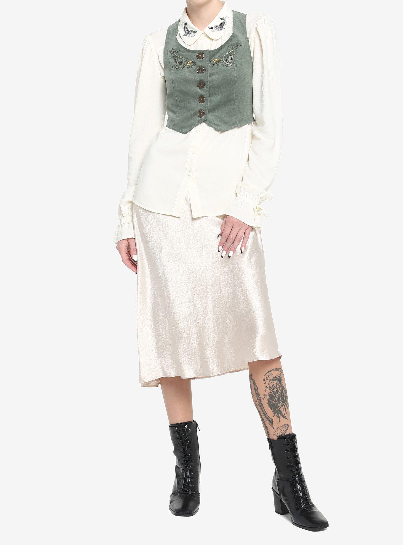 The Lord Of The Rings Embroidered Button-Up Vest, GREEN  OLIVE, alternate