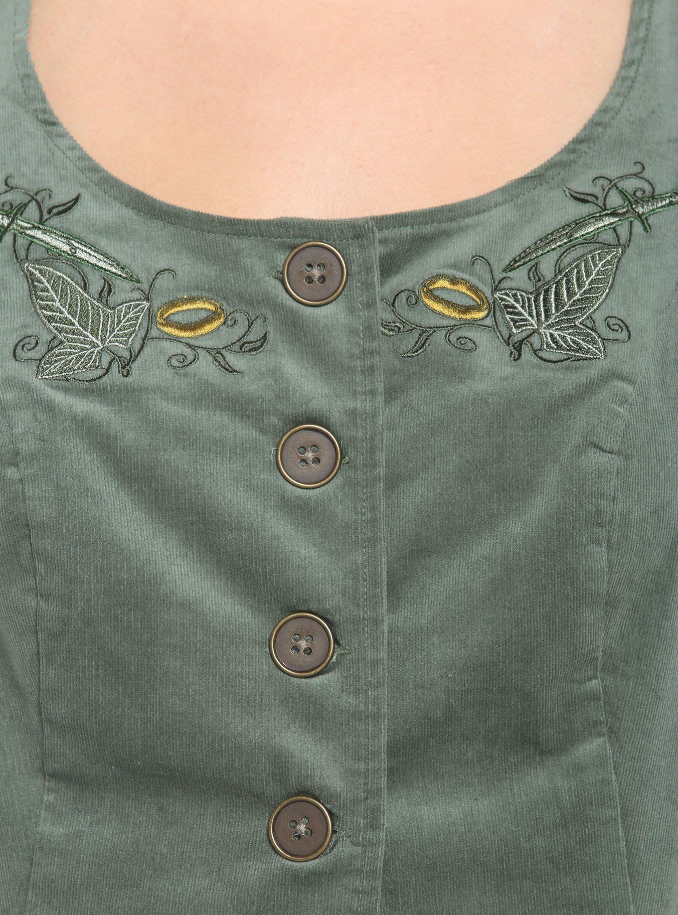 The Lord Of The Rings Embroidered Button-Up Vest Plus Size, GREEN  OLIVE, alternate
