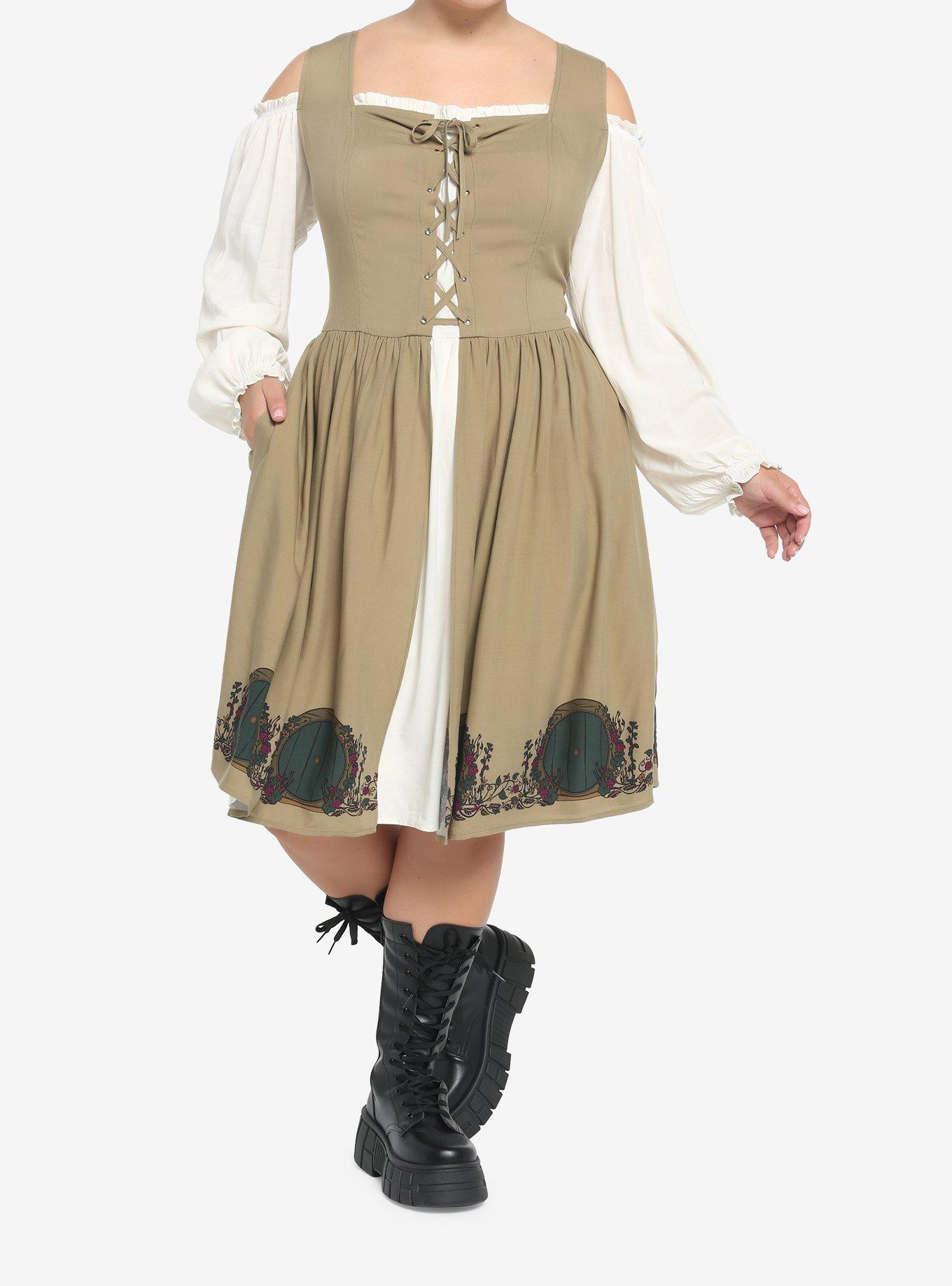 The Lord Of The Rings Hobbit Cold Shoulder Dress Plus Size, MULTI, alternate