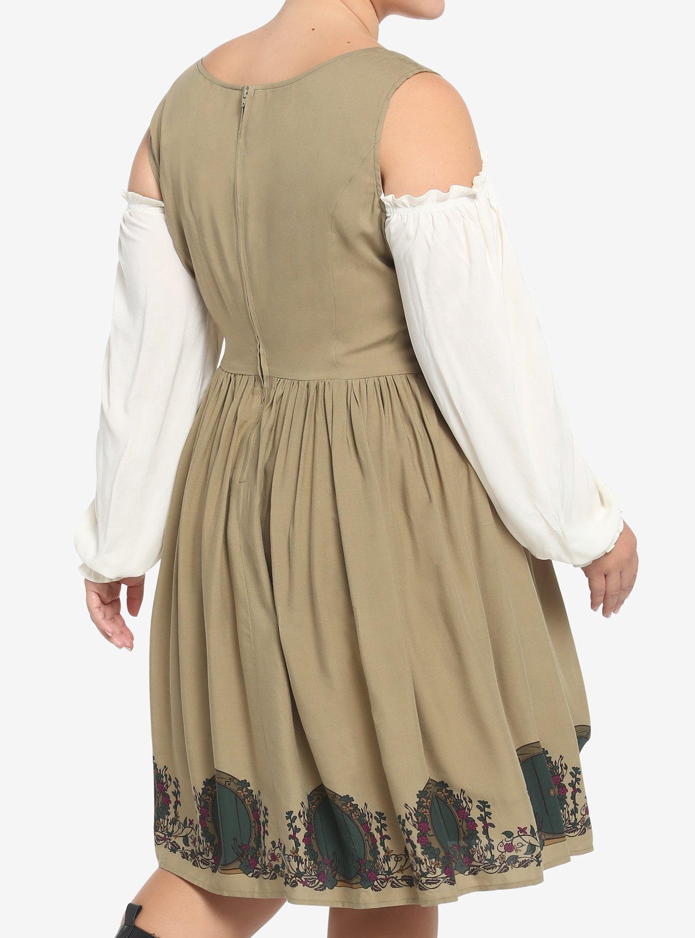 The Lord Of The Rings Hobbit Cold Shoulder Dress Plus Size, MULTI, alternate