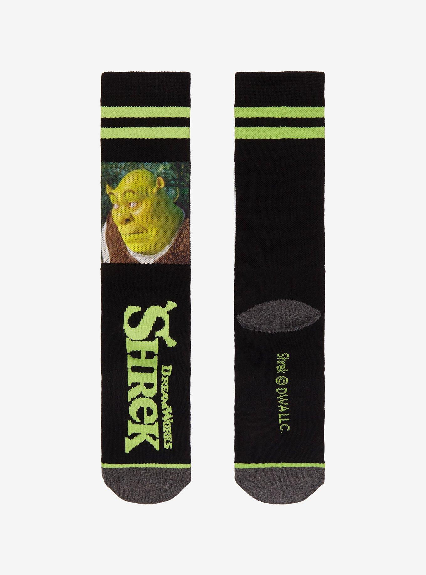 Shrek Meme Face Varsity Stripe Crew Socks, , alternate