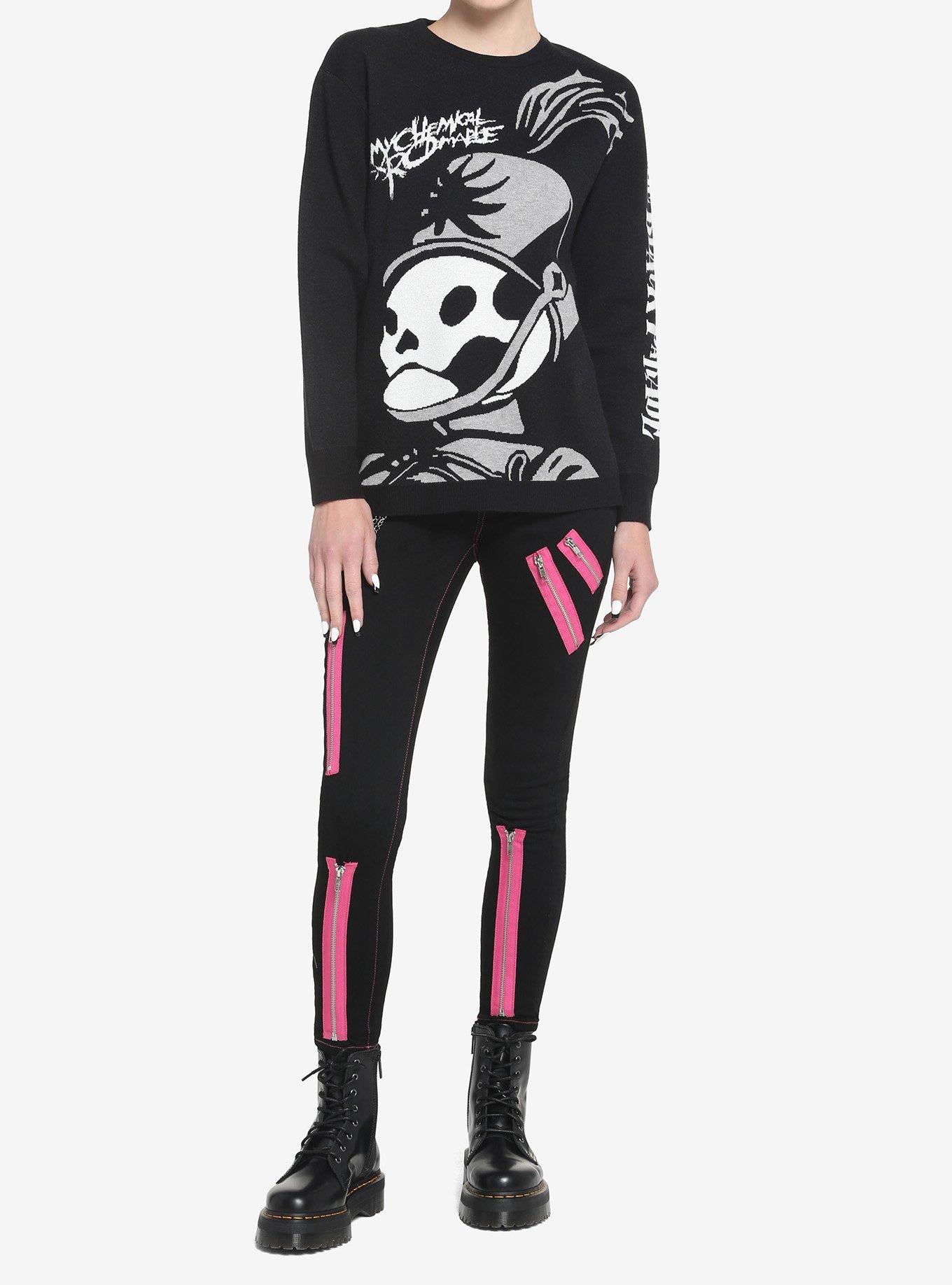 My Chemical Romance The Black Parade Pepe Intarsia Girls Knit Sweater, BLACK, alternate