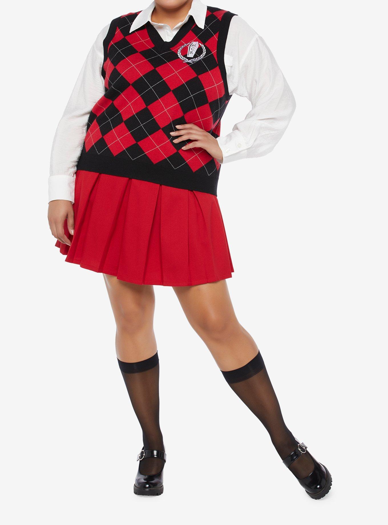 My Chemical Romance Crest Argyle Girls Sweater Vest Plus Size, MULTI, alternate