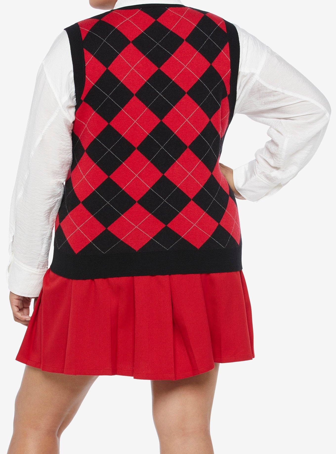 My Chemical Romance Crest Argyle Girls Sweater Vest Plus Size, MULTI, alternate
