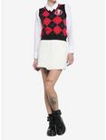 My Chemical Romance Crest Argyle Girls Sweater Vest, MULTI, alternate