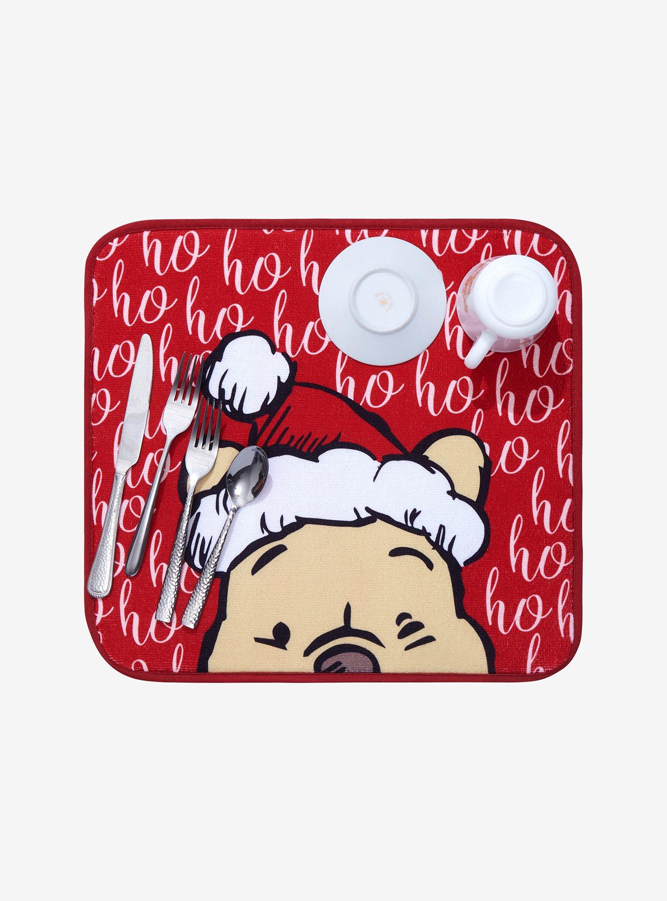 Disney Winnie the Pooh Santa Hat Dish Drying Mat Set, , alternate