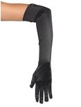 Long Black Satin Gloves, , alternate