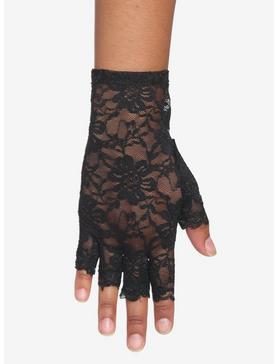 Black Lace Fingerless Gloves, , hi-res