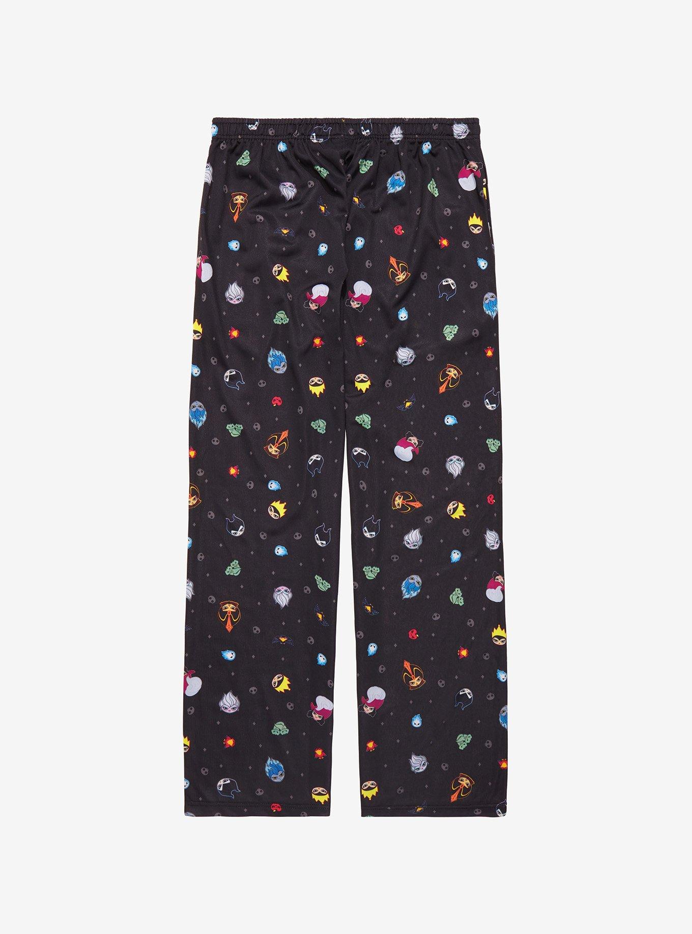 Disney Villains Chibi Portraits Allover Print Sleep Pants, BLACK, alternate