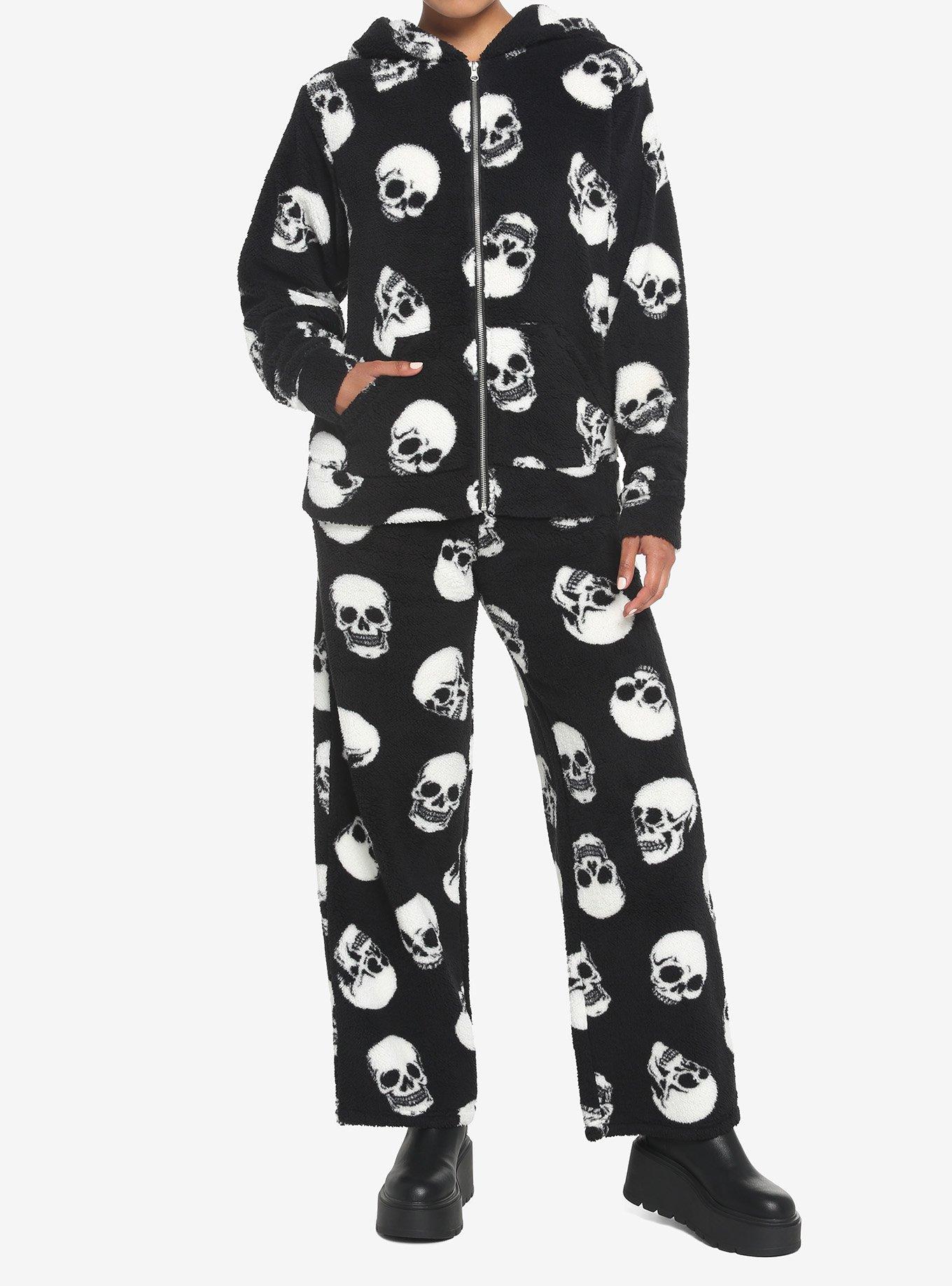 Jumbo Skulls Sherpa Girls Hoodie, BLACK, alternate