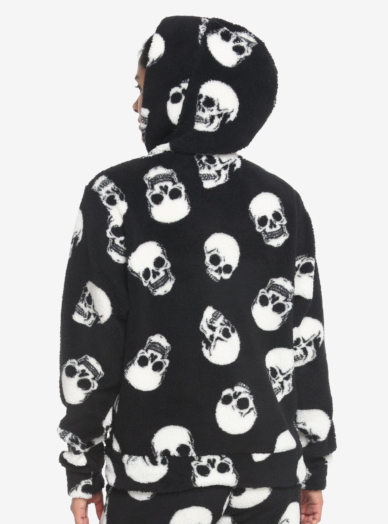 Jumbo Skulls Sherpa Girls Hoodie, BLACK, alternate